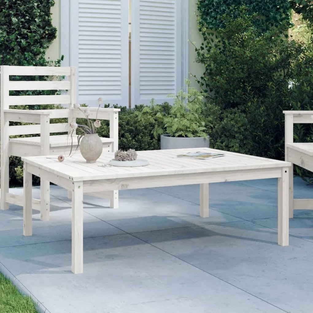 824128 vidaXL Mesa de jardim 121x82,5x45 cm madeira de pinho maciça branco