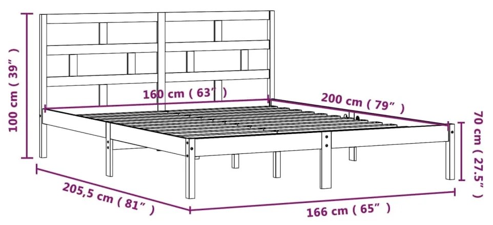 Estrutura de cama 160x200 cm madeira de pinho maciça branco