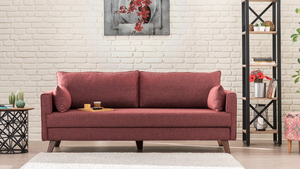 Sofá de 3 Lugares Bella – Vermelho Claret – 208x85x81 cm