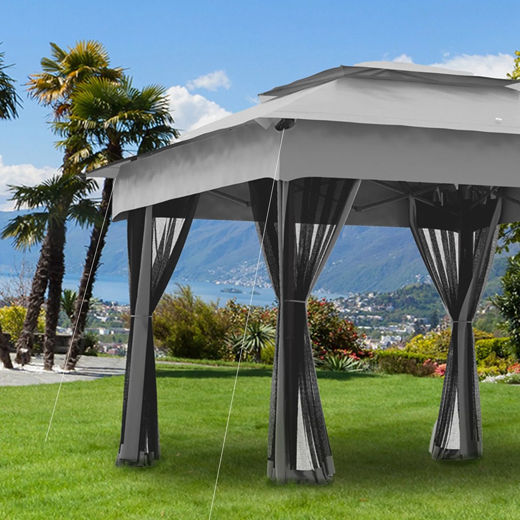 Tenda Dobrável Exterior 325x325x270 cm Tenda de Jardim com Teto Duplo