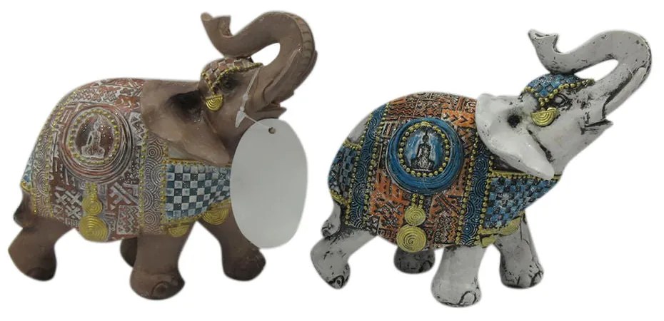 Figura Decorativa DKD Home Decor Resina Elefante (2 pcs) (14.5 x 6.5 x 13.5 cm)