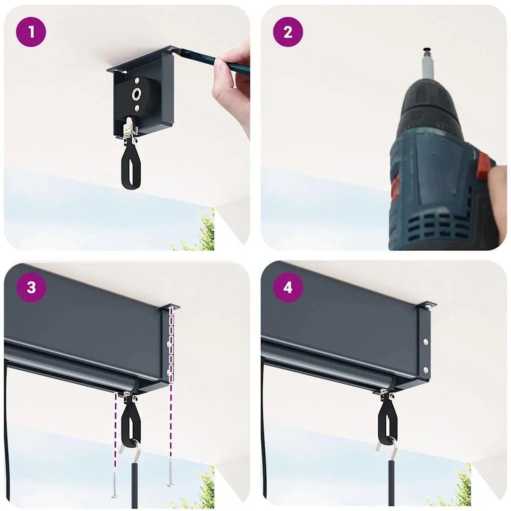 Estore de rolo para exterior 60x250 cm laranja e castanho