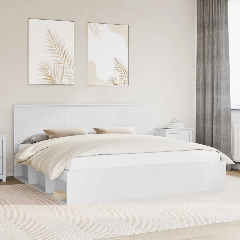 vidaXL Estrutura da Cama com cabeceira Branco 200 x 200 cm