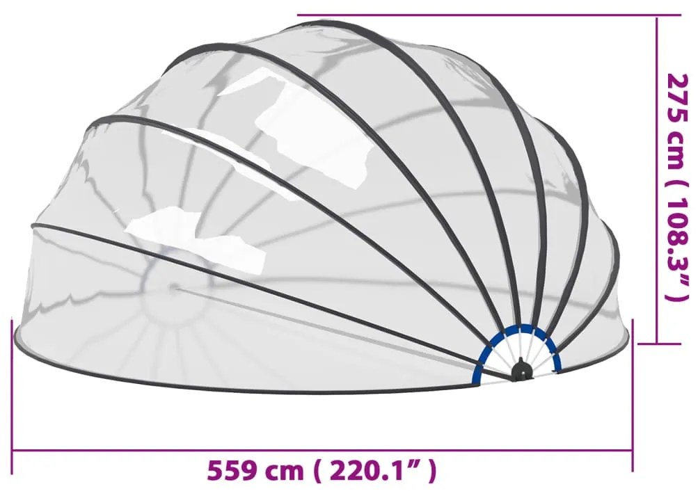 Cúpula de piscina 559x275 cm