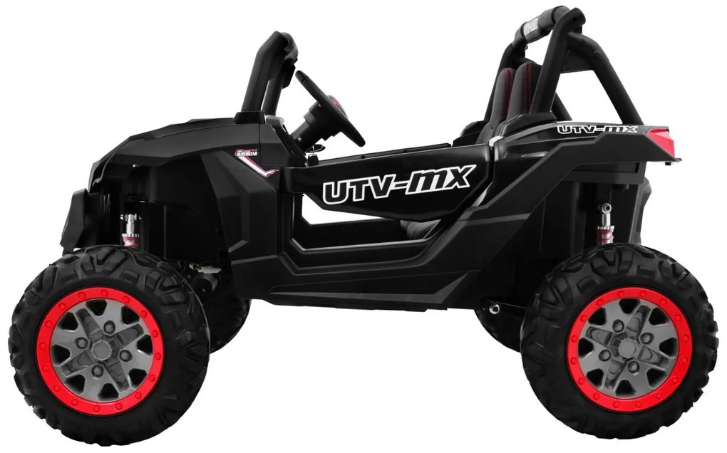 Carro elétrico para Crianças 2 Lugares Buggy SuperStar 2 x 12 V, 4x4 Com MP4, Rodas Espuma EVA, Assento couro ecológico Preto
