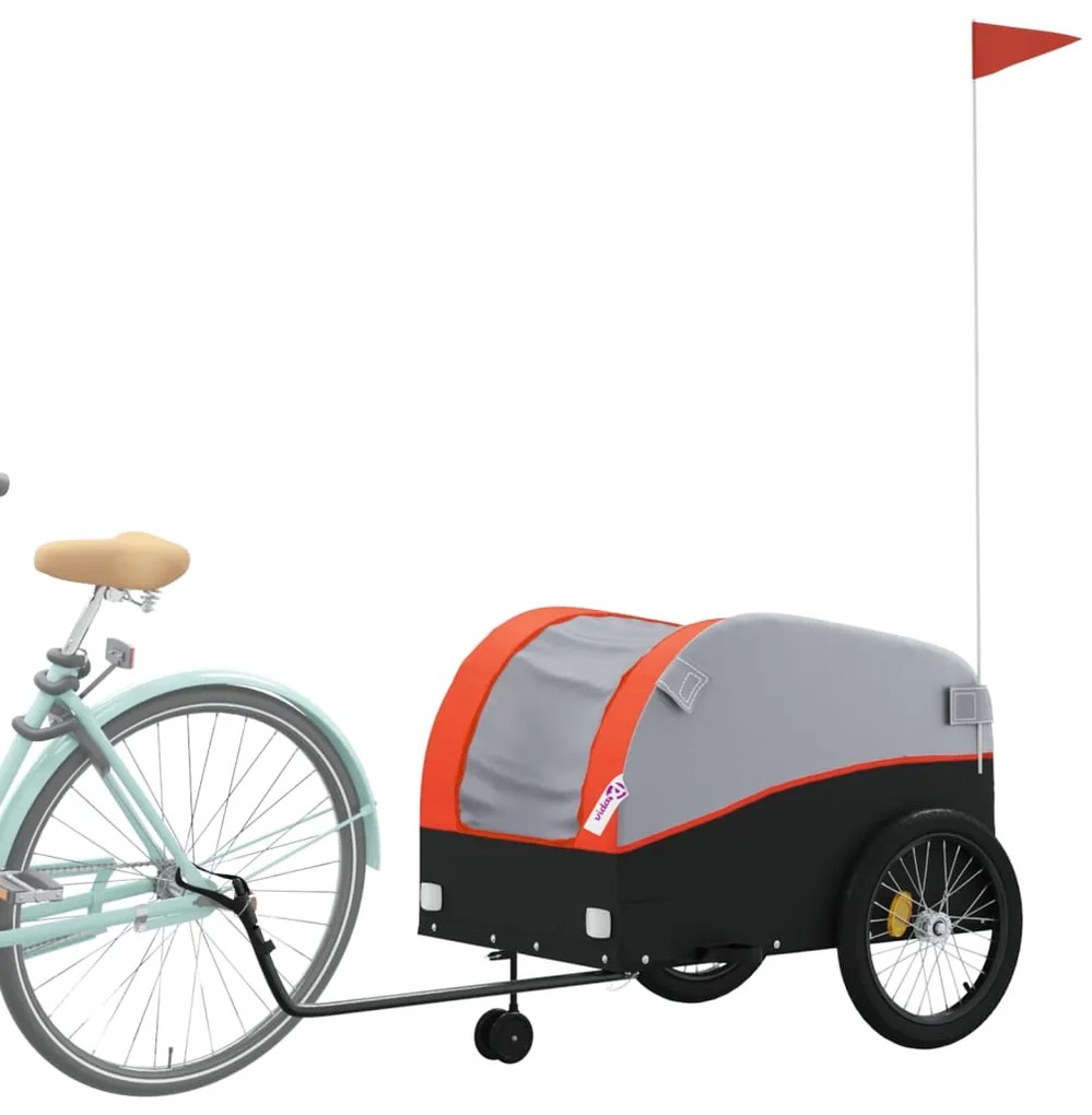 Reboque para bicicleta 45 kg ferro preto e laranja