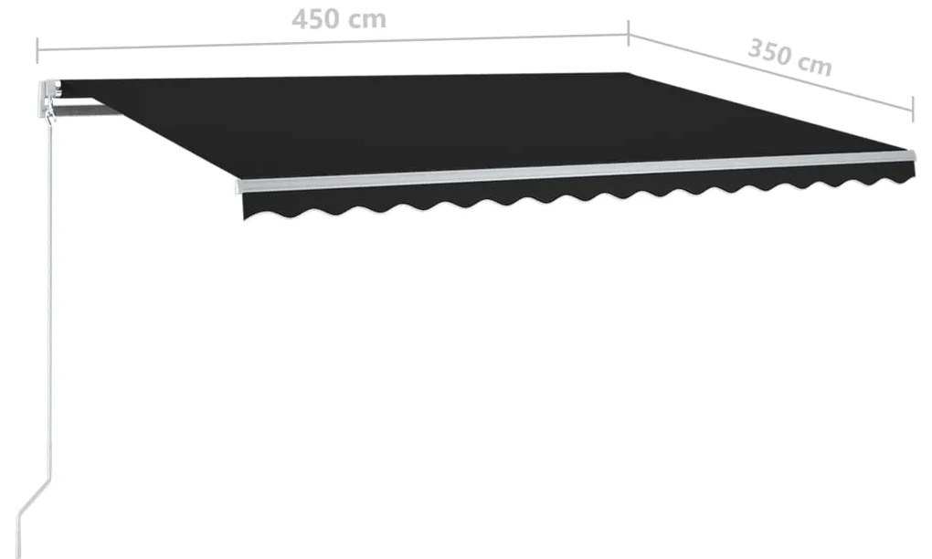 Toldo retrátil manual com postes 4,5x3,5 m antracite