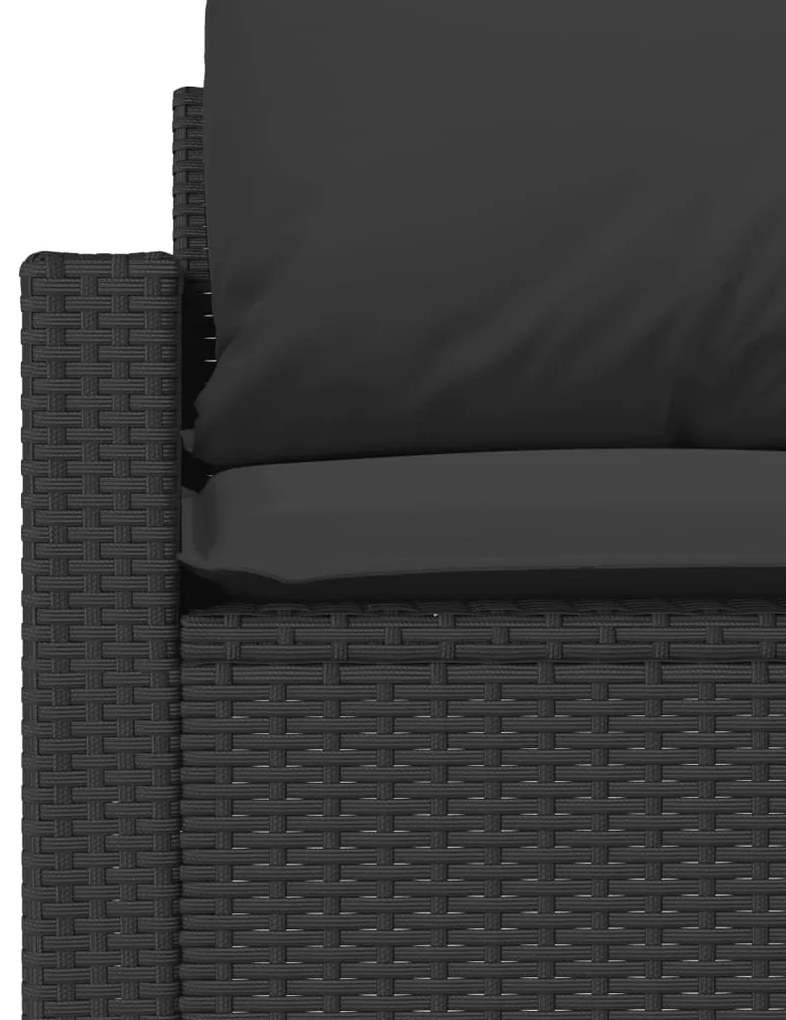 4 pcs conjunto de sofás para jardim c/ almofadões vime PE preto