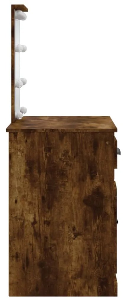 Toucador com luzes LED 90x42x132,5 cm carvalho fumado