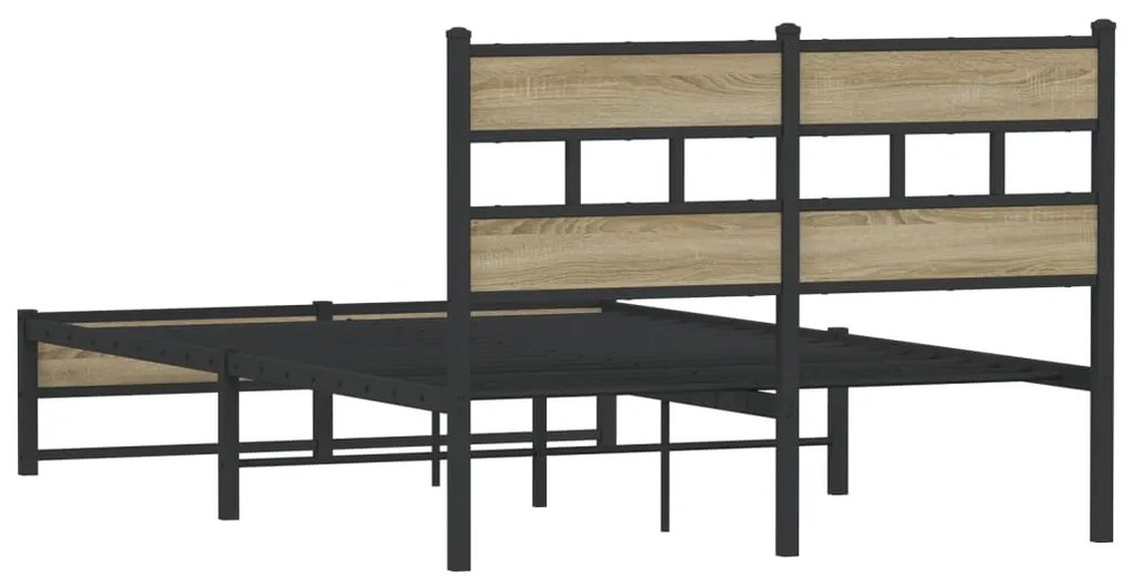 Estrutura de cama sem colchão 120x190 cm metal carvalho sonoma