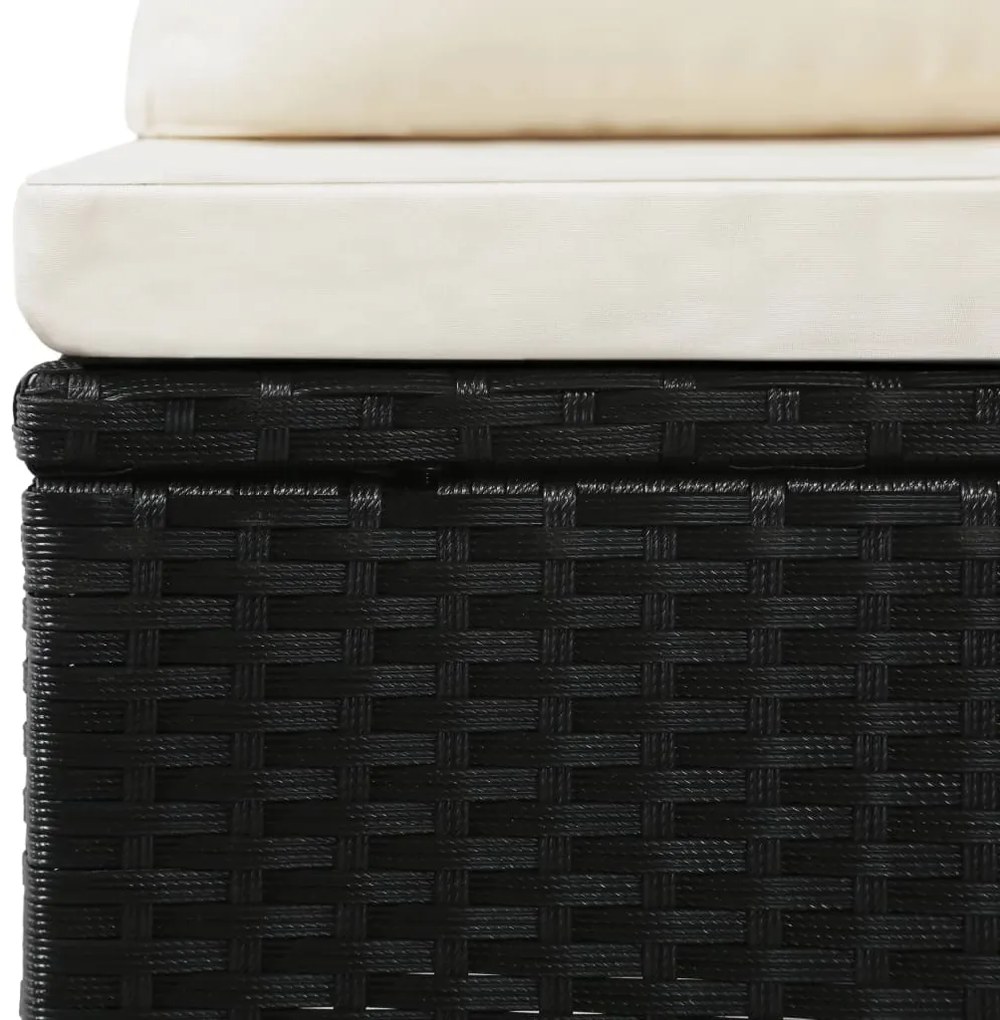 4 pcs conjunto lounge de jardim c/ almofadões vime PE preto