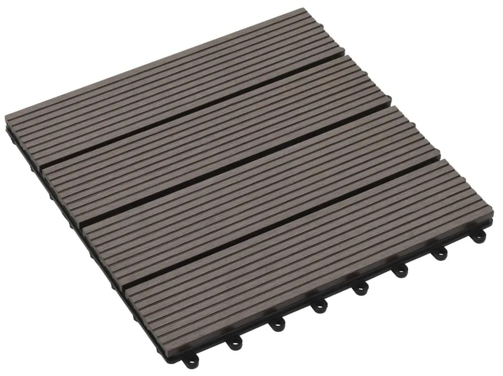 Ladrilhos de pavimento 11 pcs WPC 1m² 30x30 cm castanho escuro