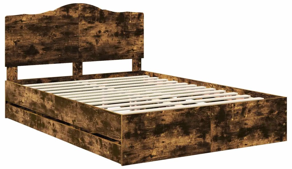 vidaXL Estrutura da Cama com gaveta Carvalho Defumado 150 x 200 cm