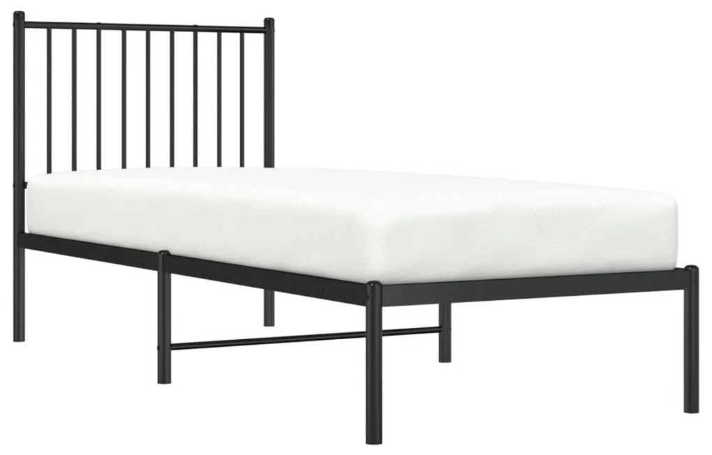 Estrutura de cama metal s/ colchão c/ cabeceira 75x190 cm preto