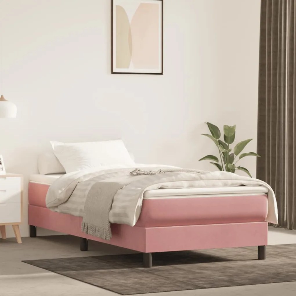 vidaXL Estrutura de cama com molas 80x200 cm veludo rosa