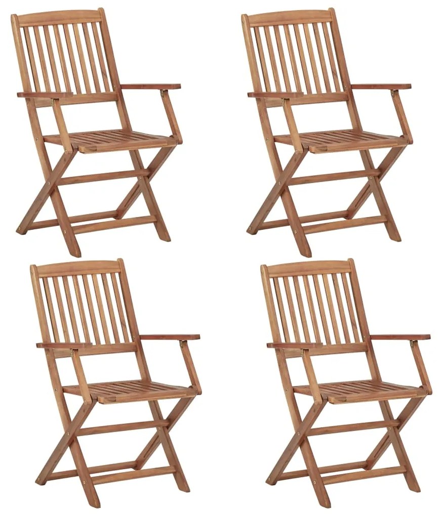 vidaXL Cadeiras de jardim dobráveis 4 pcs madeira de acácia maciça