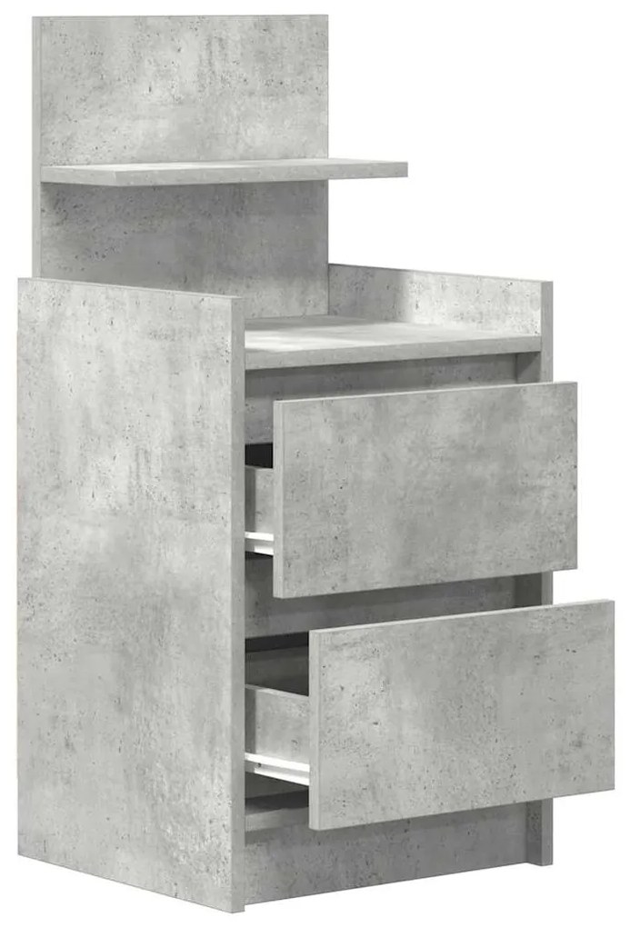 Mesa de cabeceira com 2 gavetas 38x34x80 cm cinzento cimento