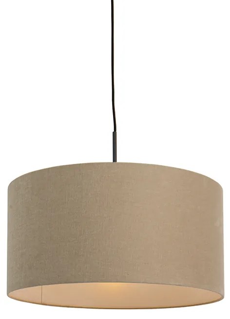 Candeeiro de suspensão rústico preto com cúpula bege 50cm - Combi Moderno