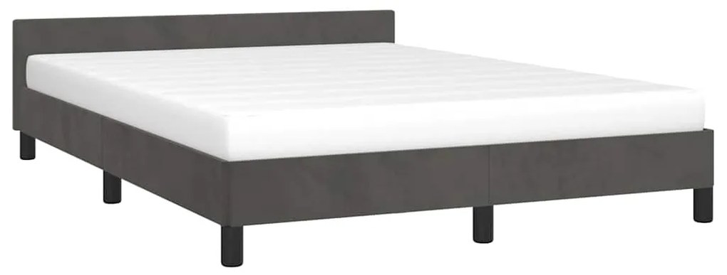 Estrutura de cama sem colchão 140x190 cm veludo cinzento-escuro