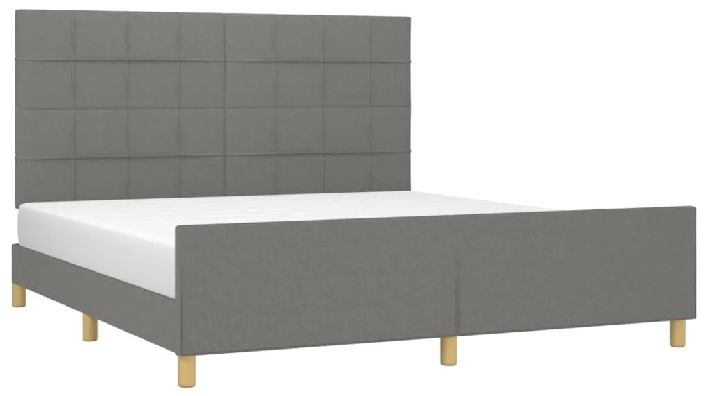 Estrutura de cama sem colchão 160x200 cm tecido cinzento-escuro