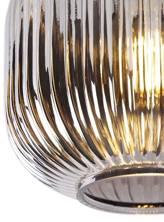 Candeeiro de teto Art Deco preto com vidro fumê - Karel Art Deco
