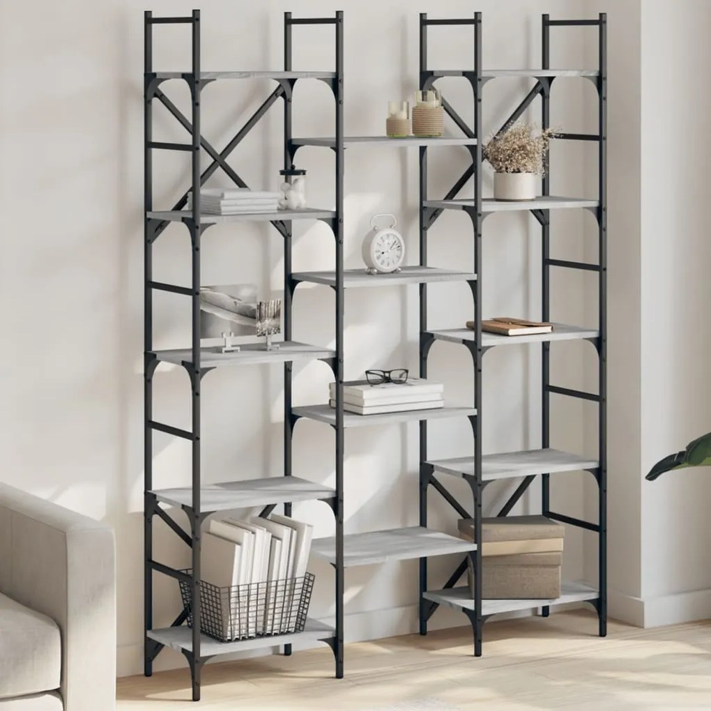 vidaXL Estante 127,5x28,5x172,5cm derivados de madeira cinzento sonoma
