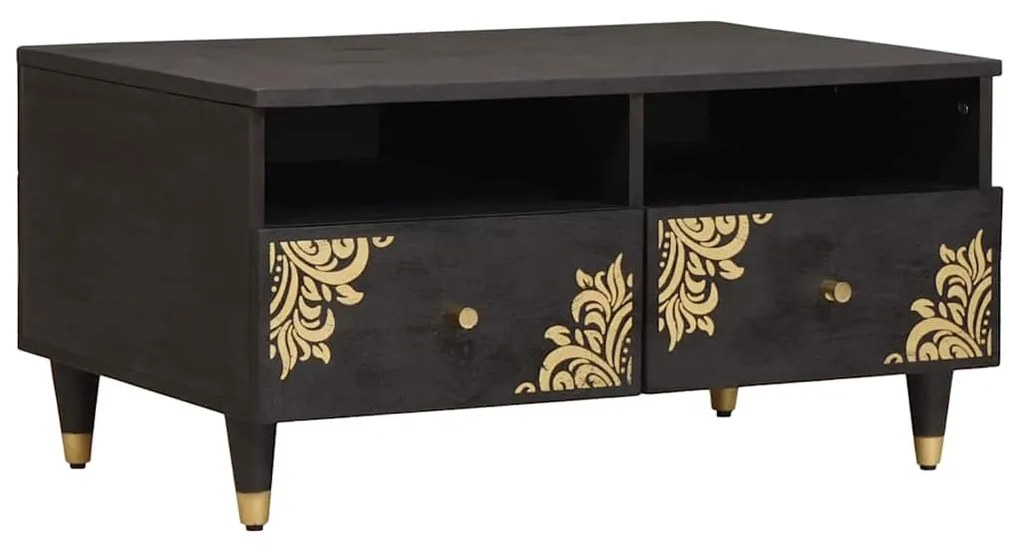 vidaXL Mesa de centro Preto 80 x 54 x 40 cm Madeira de manga maciça