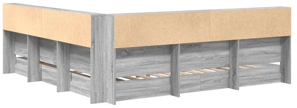 Cama com Estante Cinza Sonoma 180x200 cm Madeira Reconstituída