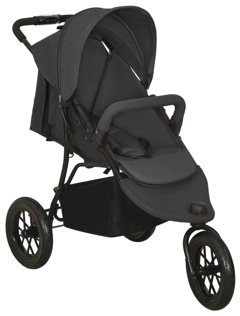 vidaXL Carrinho de bebé aço antracite