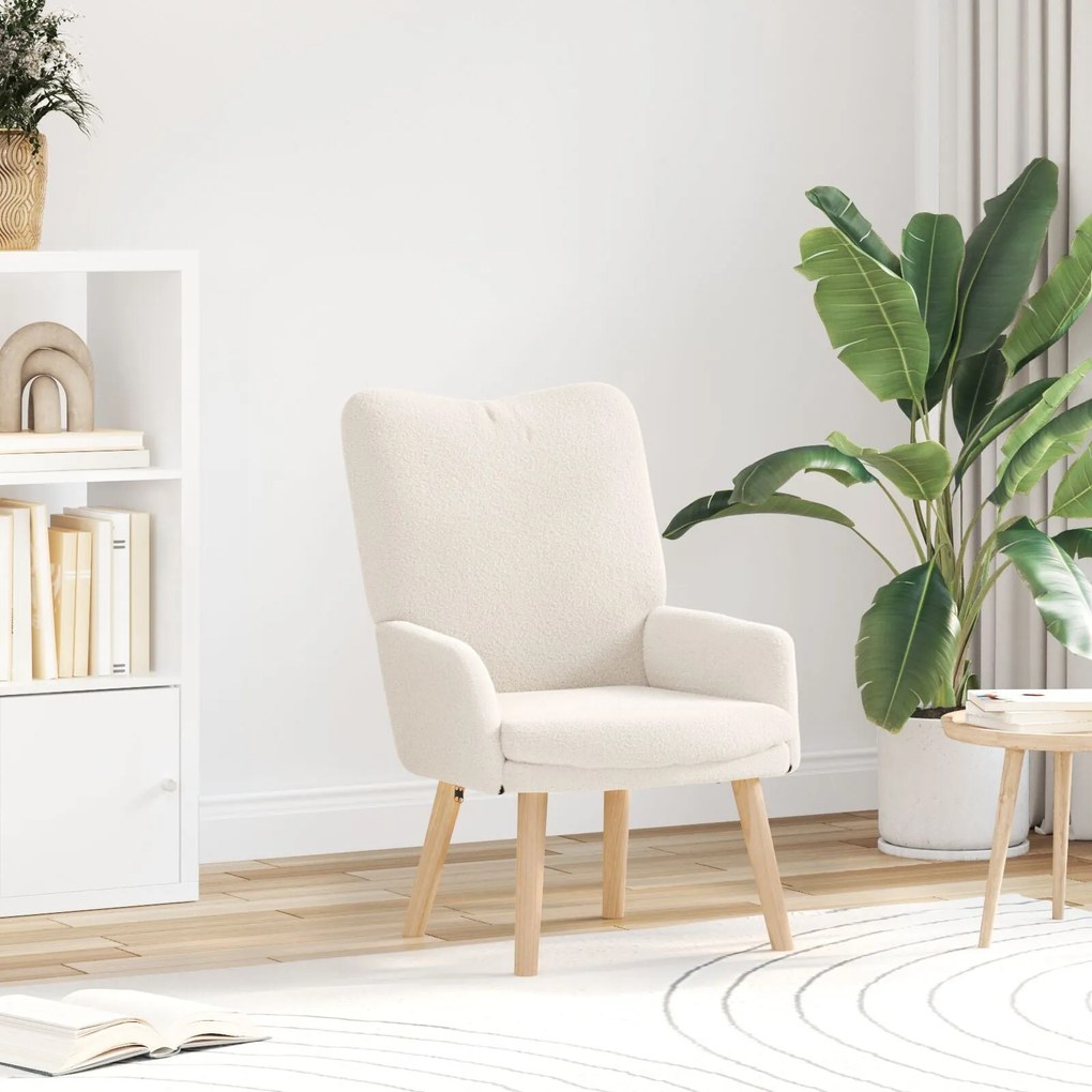 Cadeira Relaxante vidaXL Creme de Tecido com Pelo