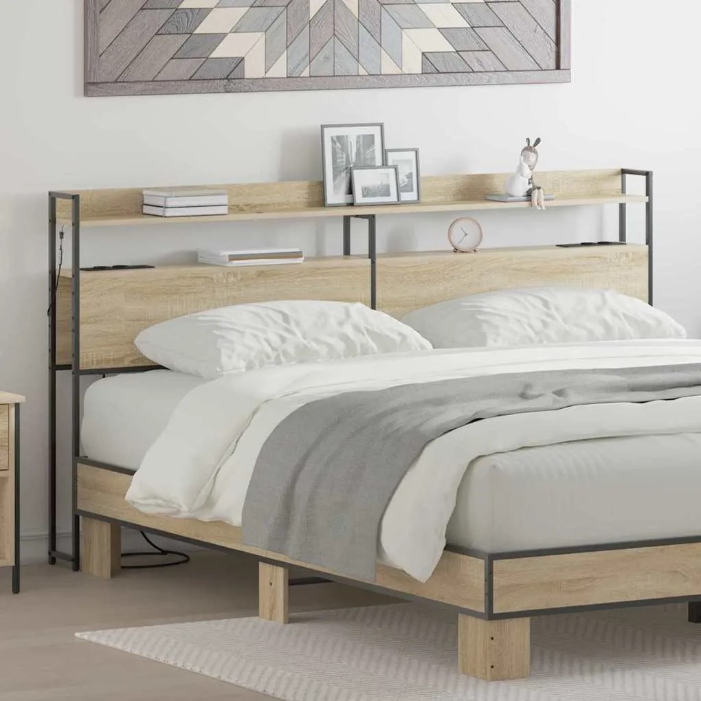 vidaXL Cabeceira de armazenamento com cabeceira Carvalho sonoma 180 cm