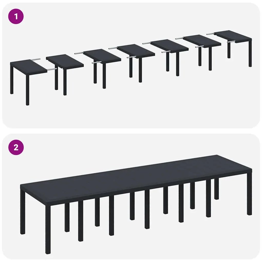 Conjunto de Jantar para Jardim 15 pcs Antracite Largo