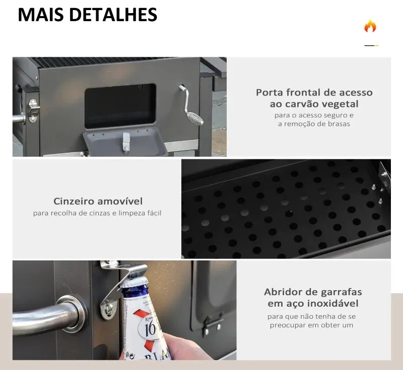 Churrasqueira a Carvão com Termómetro
