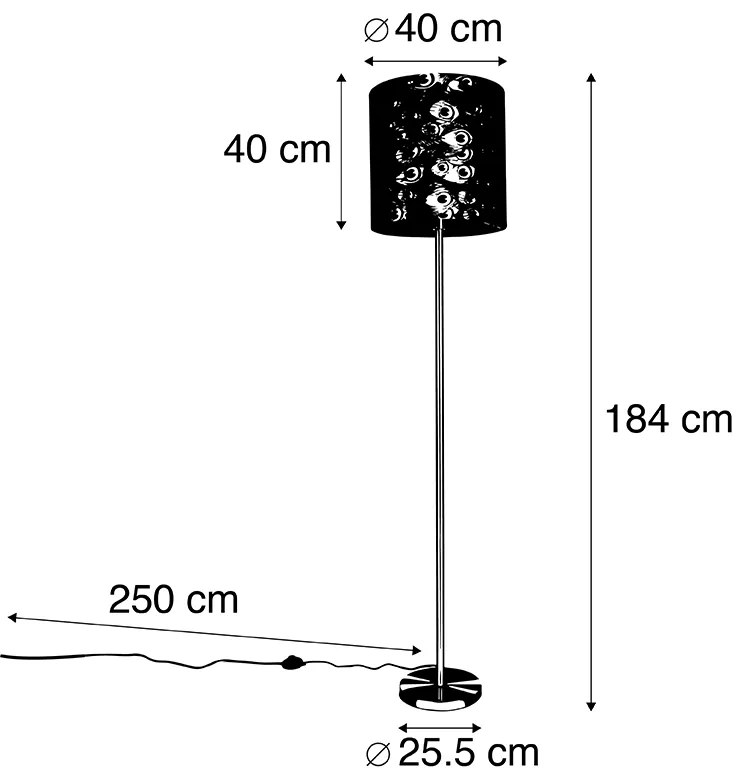Candeeiro de pé em latão com cúpula de pavão 40 cm - Simplo Moderno
