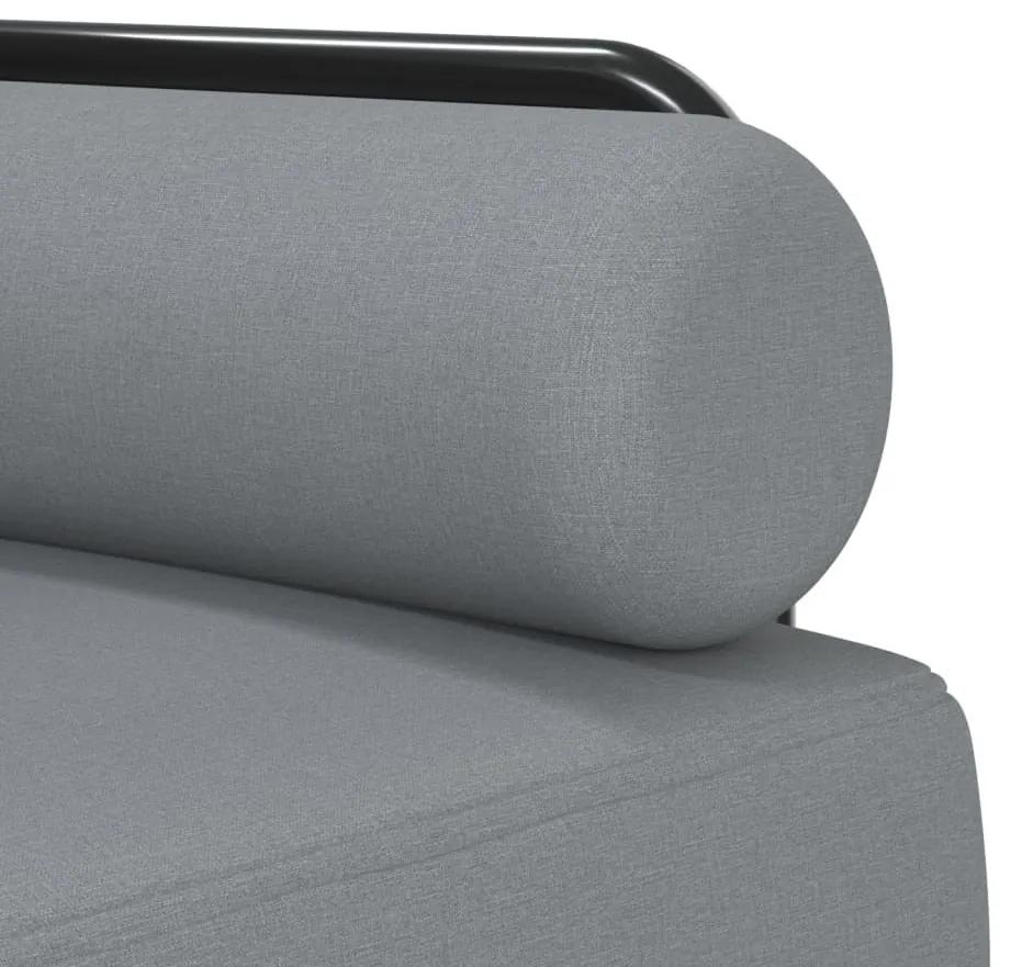 Sofá-cama em forma de L 260x140x70 cm tecido cinzento-claro