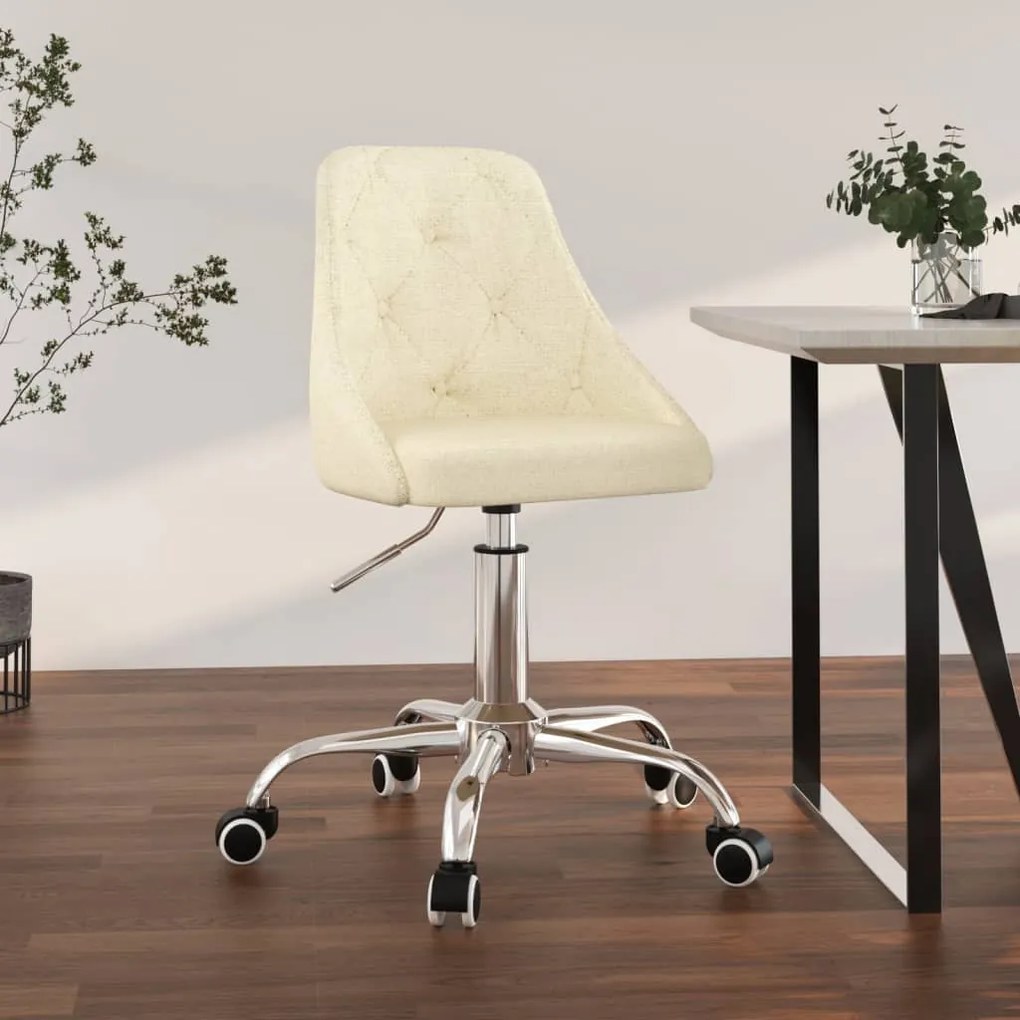 vidaXL Cadeira de escritório giratória tecido cor creme