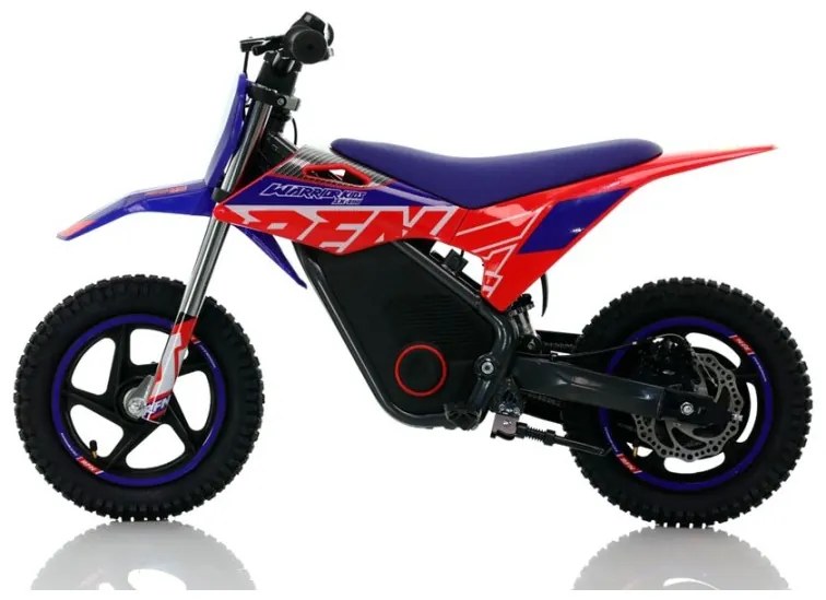 Mini moto eléctrica velocidade até 13 Km/h C/Limitador  RFN Warrior SX-E150 150W 12” Azul/Vermelho