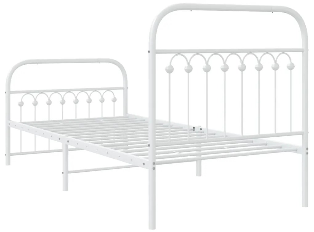 Estrutura de cama com cabeceira e pés 90x200 cm metal branco