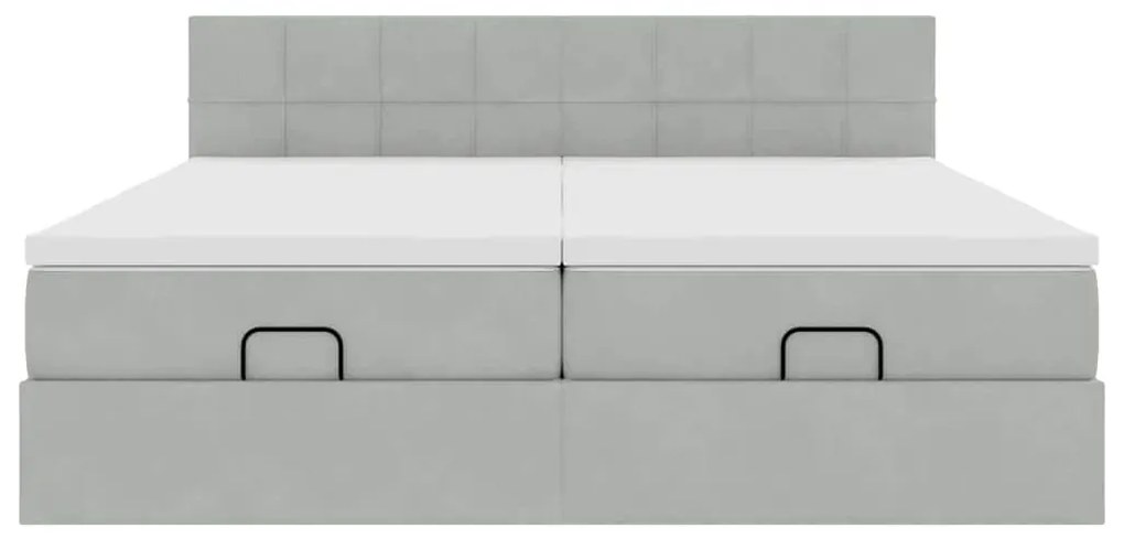 Estrutura cama otomana colchões 160x200cm veludo cinzento claro
