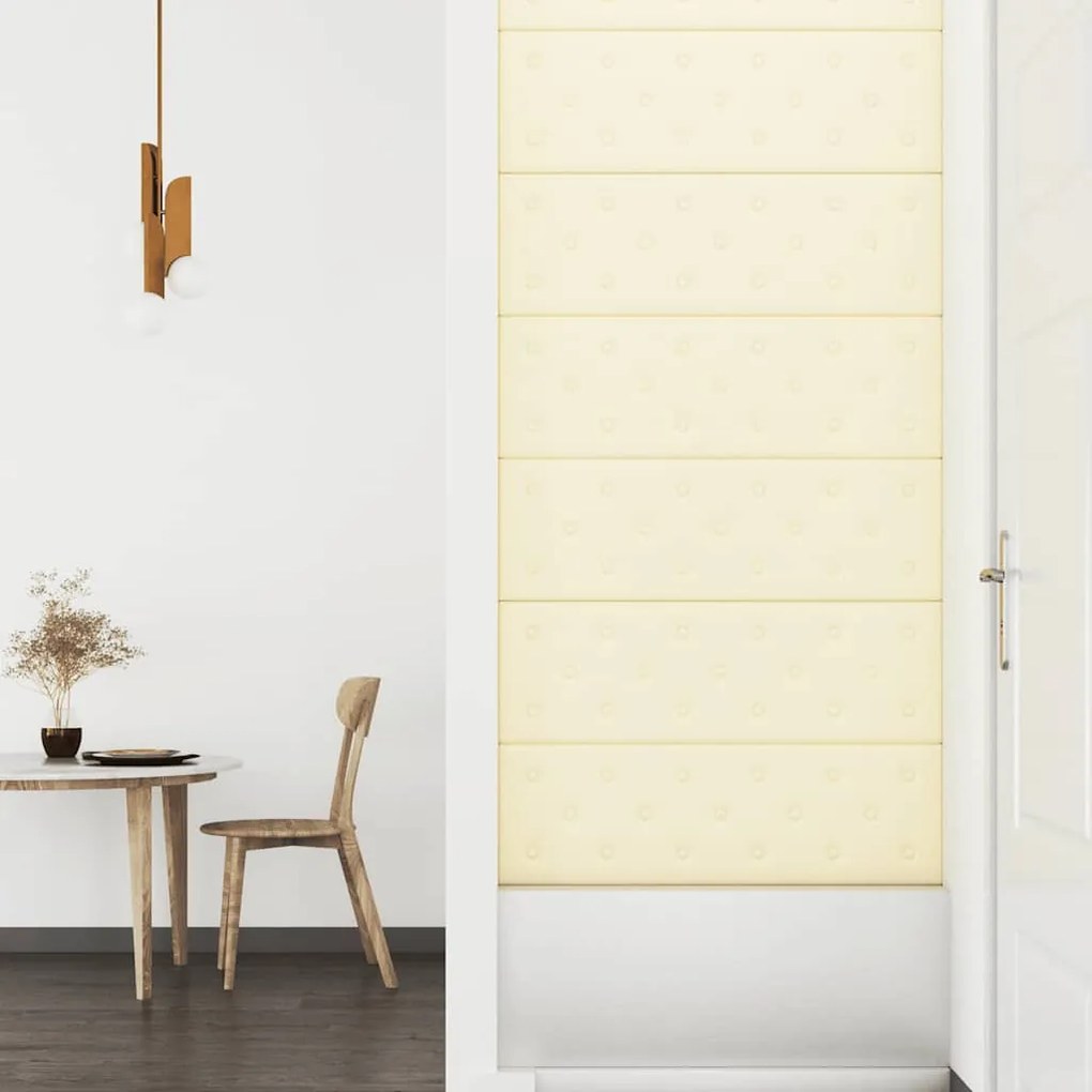 Painel de parede 12 pcs 90x30 cm couro artificial 3,24 m² creme