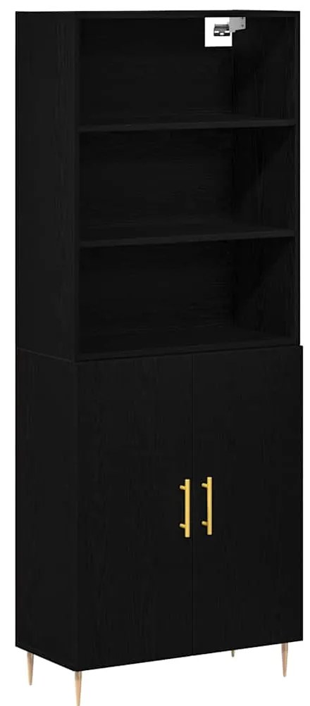 Highboard Carvalho Preto 69.5x34x180 cm Madeira de Engenharia