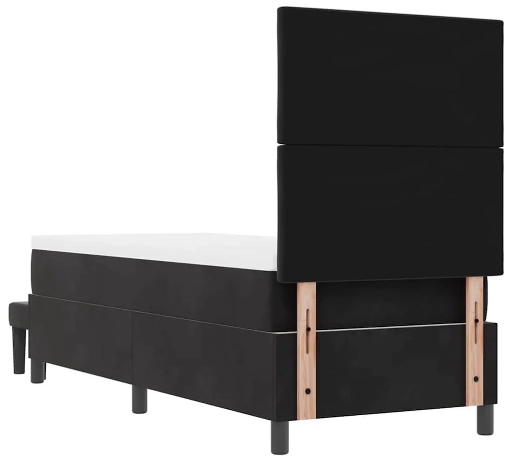 Cama Box Spring com Colchão &amp; Banco Preto 80x200 cm Veludo