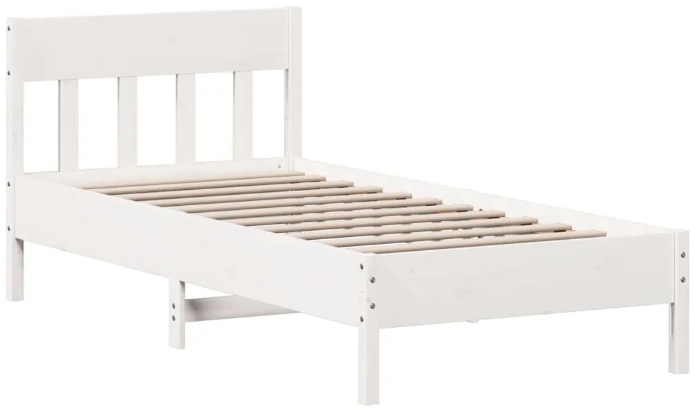 Cama com estante sem colchão 75x190 cm pinho maciço branco