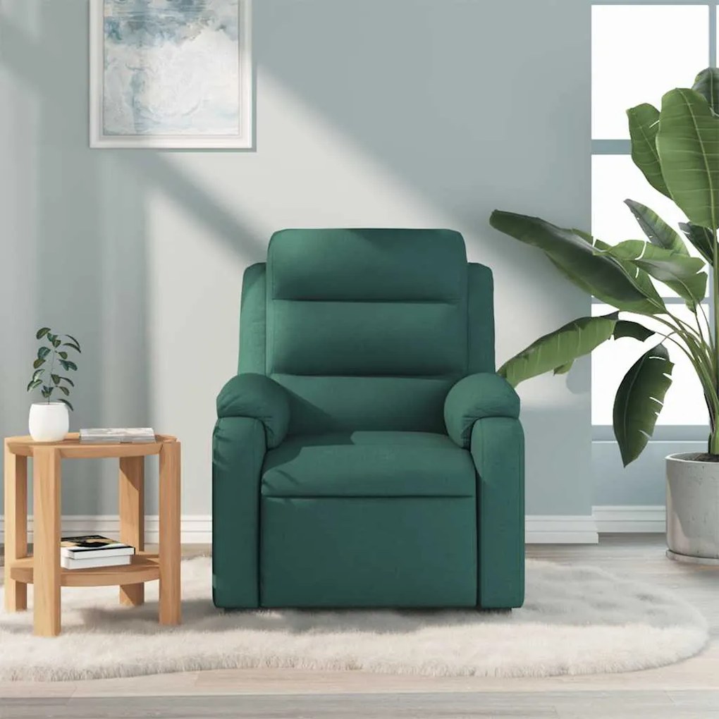 Poltrona de massagens reclinável tecido verde-escuro