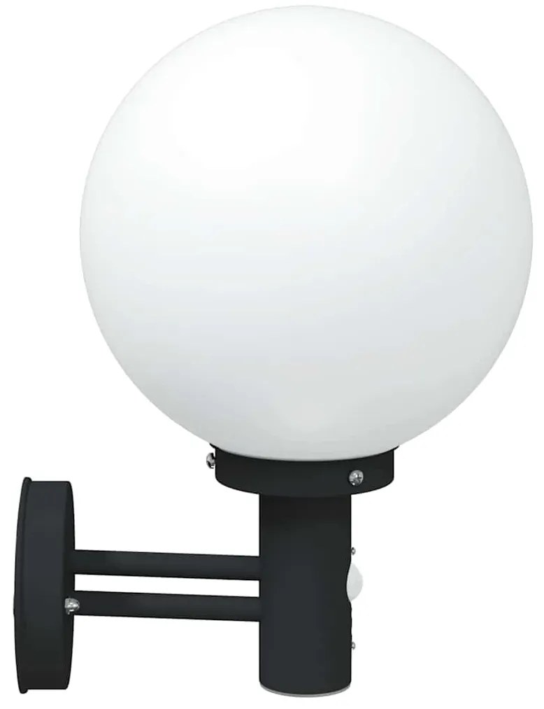 Luzes de Parede Externas com Sensor 2 pcs Aço Inoxidável Preto IP44