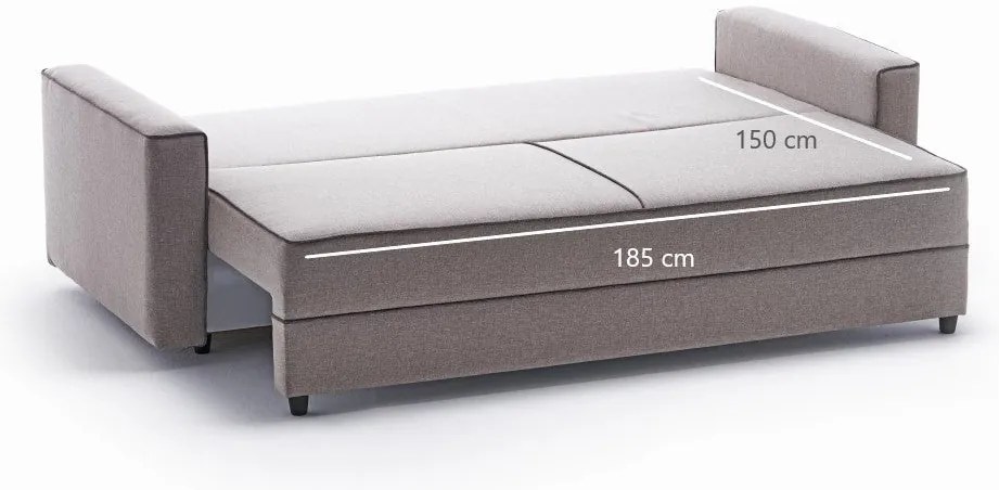 Sofá-cama de 3 lugares Ece – Creme – 215x88x90 cm