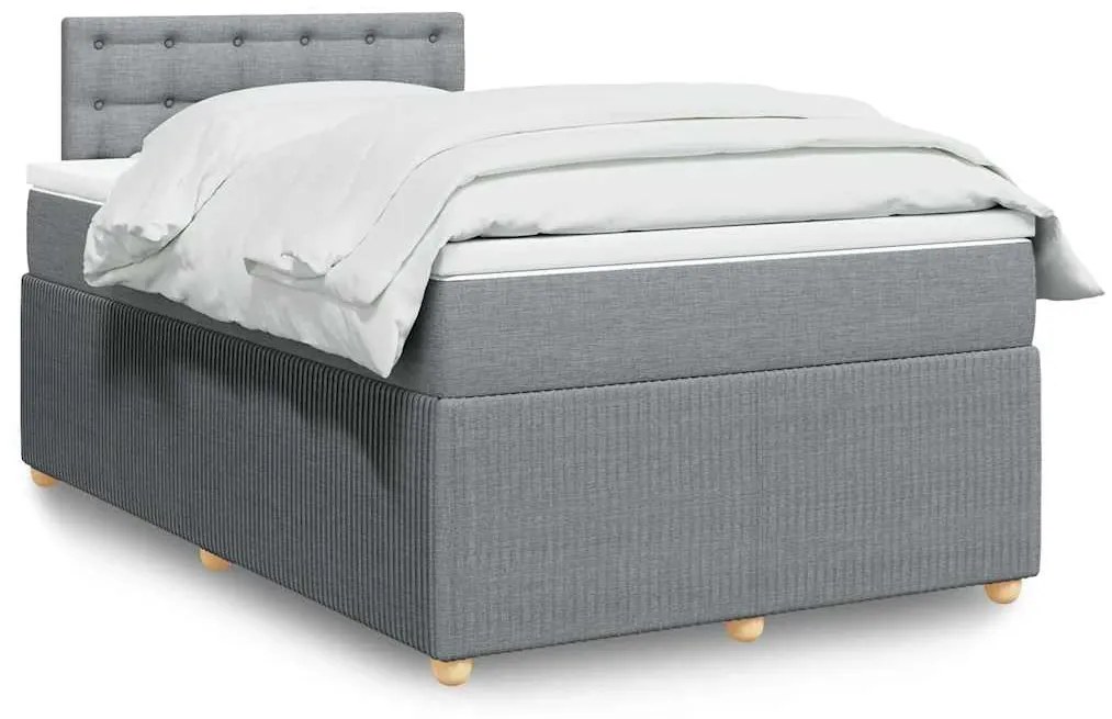 vidaXL Cama com molas/colchão 120x200 cm tecido cinza-claro