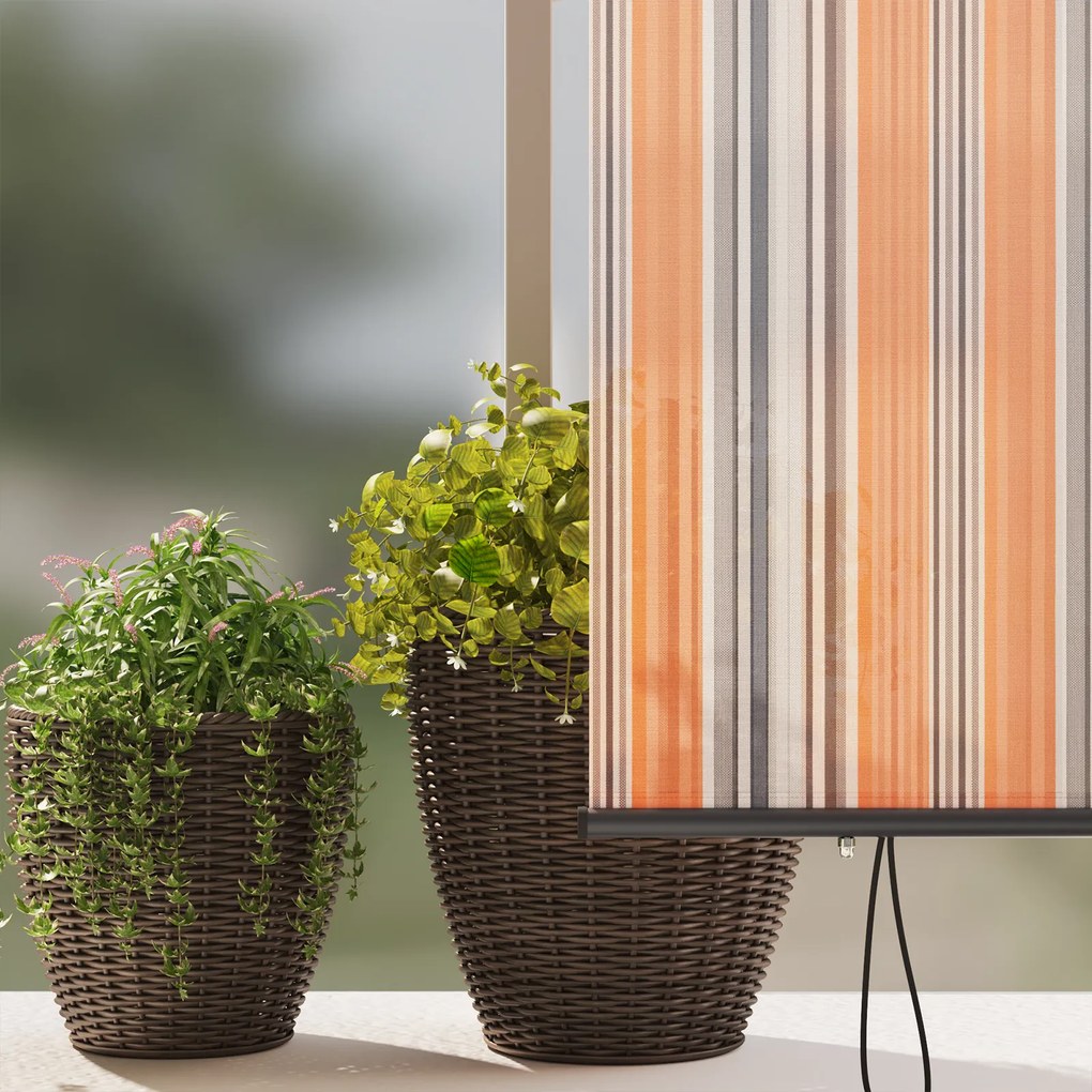 Cortina Rolô Exterior Riscas Manual Amarelo e azul 220 x 250 cm tecido