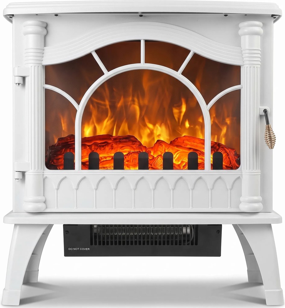 HOMCOM Lareira Elétrica 1000W/2000W com Temperatura Ajustável e Proteção contra Sobreaquecimento 55x31x58 cm Branca | Aosom Portugal