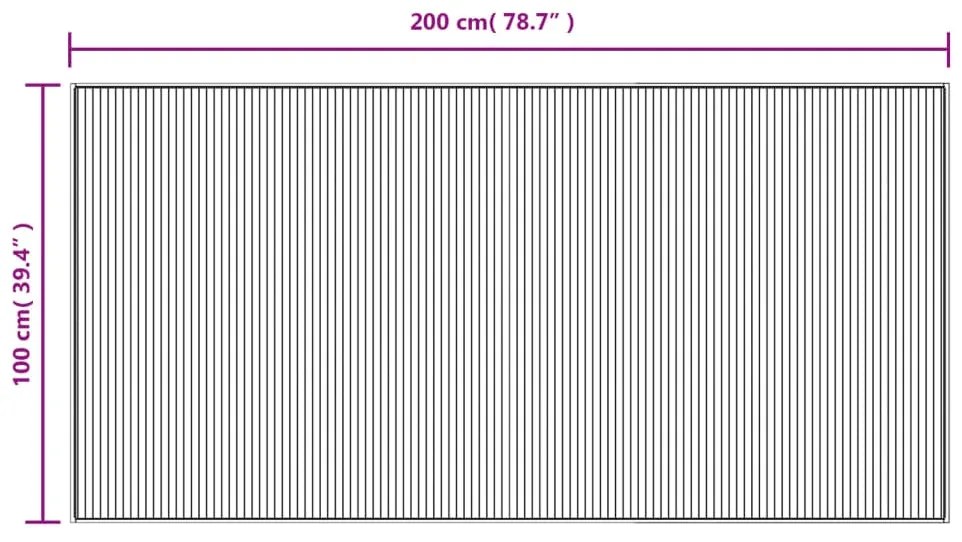 Tapete retangular 100x200 cm bambu castanho-escuro